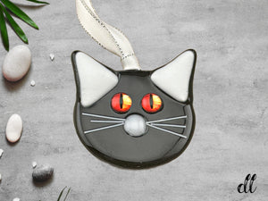 Black Cat Red Yellow Eyes Ornament Suncatcher Black Cat Red Yellow Eyes Ornament Suncatcher