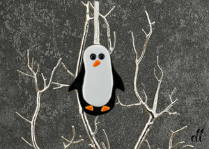Fused Glass Penguin in Classic Black and White Fused Glass Penguin in Classic Black and White