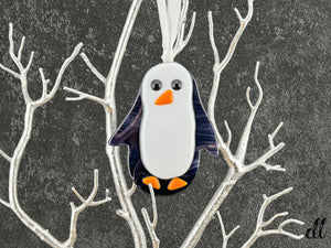 Fused Glass Penguin in Beautiful Dark Transparent Purple Fused Glass Penguin in Beautiful Dark Transparent Purple