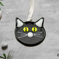 Black Cat with Bright Yellow Green Eyes Ornament Suncatcher