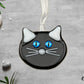 Black Cat with Bright Blue Eyes Ornament Suncatcher