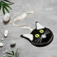 Fused Glass Black Cat with Yellow Eyes Ornament Suncatcher