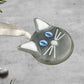 Streaky Grey Cat Bright Blue Purple Multi-Colored Eyes Ornament Suncatcher