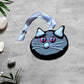 Black Cat with Pink Blue Black Eyes Ornament Suncatcher