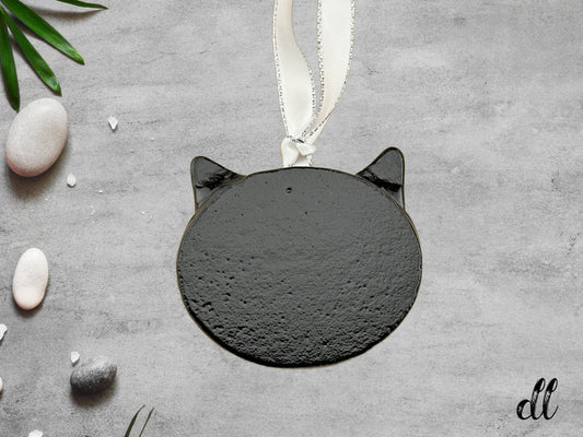 Black Cat Bright Yellow Eyes Ornament Suncatcher