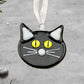 Black Cat Bright Yellow Eyes Ornament Suncatcher