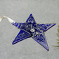 Fused Glass Transparent Cobalt Blue Wire Wrapped Star with Iridescent Accents