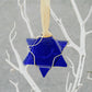 Fused Glass Wire Wrapped Star of David Cobolt Blue