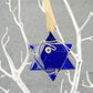 Fused Glass Wire Wrapped Star of David Cobolt Blue