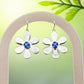 Fused Glass Flower Earrings in Stunning Blue Silver Setting with Fish Hook Findings