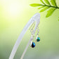 Fused Glass Dragonfly Earrings  in a Beautiful Silver Setting with a Crackled Dichroic Round Ball with Fish Hook Findings