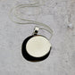 Dichroic Fused Glass Black Blue Orange Gold Round Pendant in a Gorgeous Silver Setting