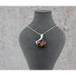 Dichroic Fused Glass Black Blue Orange Gold Round Pendant in a Gorgeous Silver Setting