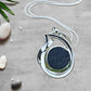 Dichroic Fused Glass Green Blue Clear Teardrop Pendant in an Exquisite Silver Setting