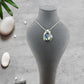 Dichroic Fused Glass Green Blue Clear Teardrop Pendant in an Exquisite Silver Setting