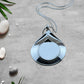 Dichroic Blue Fused Glass Round Pendant set in a Stunning Silver Setting