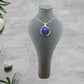 Dichroic Blue Fused Glass Round Pendant set in a Stunning Silver Setting