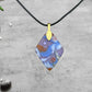 Fused Glass Orange Blue White Clear Diamond Shaped Pendant with Crystal