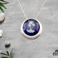 Fused Glass Deep Purple Tropical Tree Round Pendant in an Stunning Silver Setting