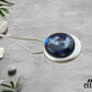 Fused Glass Deep Purple Tropical Tree Round Pendant in an Stunning Silver Setting