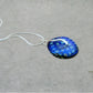 Dichroic Fused Glass Blue Patterned Dichroic Round Pendant in an Attractive Silver Setting