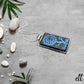 Dichroic Fused Glass Blue Mandala Rectangle Pendant with Flower Design