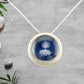 Fused Glass Blue Tree of Life Round Pendant in an Attractive Silver Setting