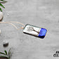 Dichroic Blue and Silver Glass Rectangular Pendant with Hand Etched Tree of Life