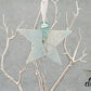 Fused Glass Cream Orange Turquoise Silver Wire Wrapped Star