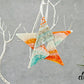 Fused Glass Cream Orange Turquoise Silver Wire Wrapped Star