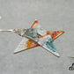 Fused Glass Cream Orange Turquoise Silver Wire Wrapped Star