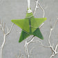 Fused Glass Light Green Dark Green Delicate Blue Accents Silver Wire Wrapped Star