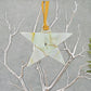 Fused Glass Soft Green Amber Gold Wire Wrapped Star with Amber Ascents