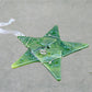 Fused Glass Light Green Dark Green Delicate Blue Accents Silver Wire Wrapped Star