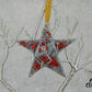 Fused Glass Gray Red Silver Wire Wrapped Star