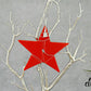 Fused Glass Bright Red White Silver Wire Wrapped Star with Crystal