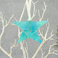 Fused Glass Soft Blue with Green Iridescent Accents Silver Wire Wrapped Star