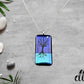 Dichroic Purple and Blue Rectangular Pendant with Hand Etched Tree of Life and Crystal Moon