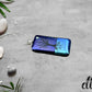 Dichroic Purple and Blue Rectangular Pendant with Hand Etched Tree of Life and Crystal Moon