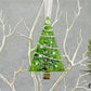 Fused Glass Green with White Clear Iridescent Color Tree Ornament Wire Wrapped in Silver Wire