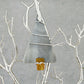 Fused Glass Gray Tree Ornament Wire Wrapped in Silver Wire