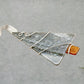 Fused Glass Gray Tree Ornament Wire Wrapped in Silver Wire