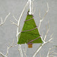 Fused Glass Green Tree Ornament Wire Wrapped in Purple Wire