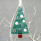 Fused Glass Green Tree Ornament Wire Wrapped in Bronze Wire