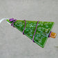 Fused Glass Green Tree Ornament Wire Wrapped in Purple Wire