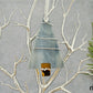 Fused Glass Gray with Clear Iridescent Color Tree Ornament Wire Wrapped in Silver Wire