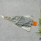 Fused Glass Gray with Clear Iridescent Color Tree Ornament Wire Wrapped in Silver Wire